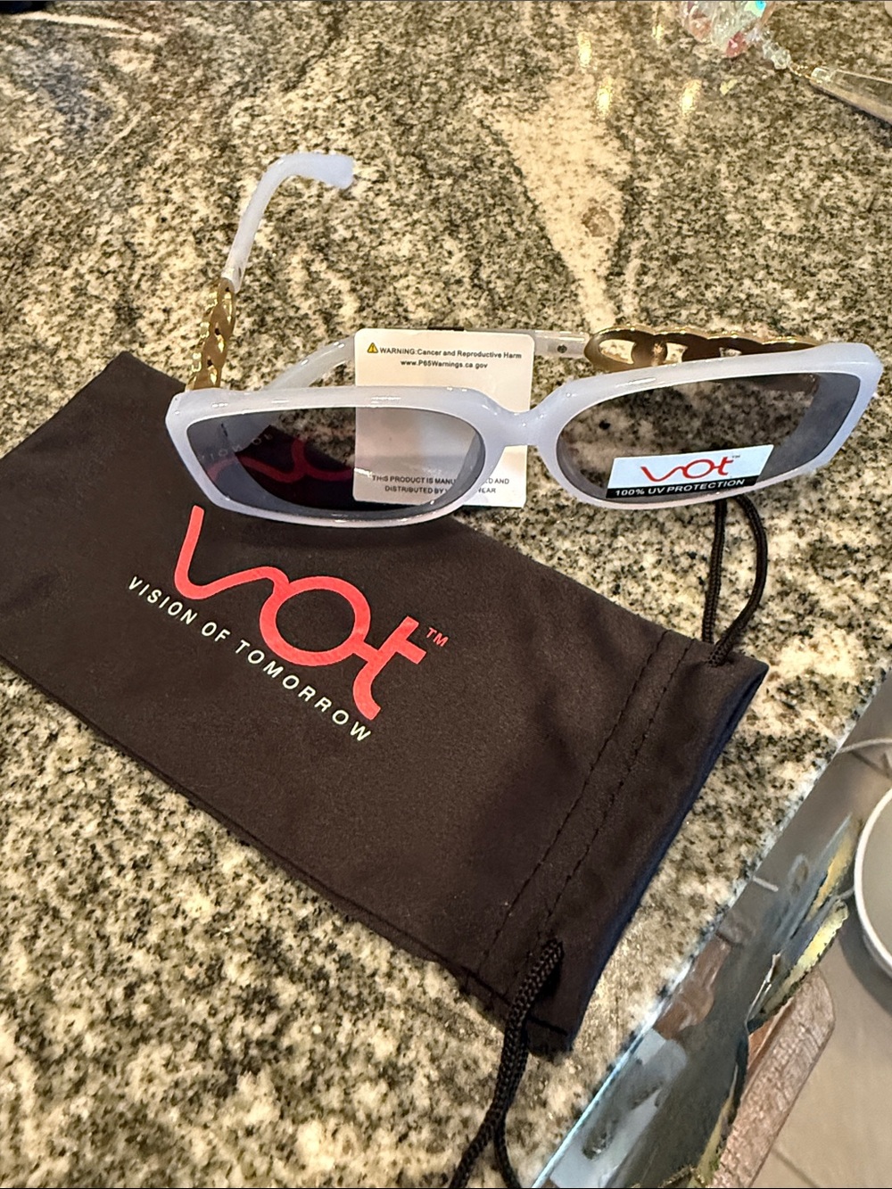 Pale translucent blue & Gold Women's Fashion Sunglasses - Vision of Tomorrow